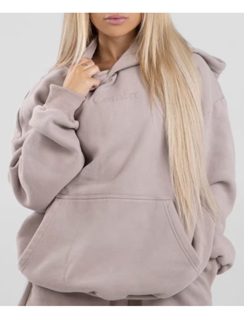 Comfrt Signature Fleece Hoodie Bark‎ Medium